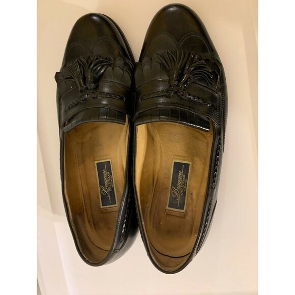 Cole Haan‎ Bragano Mens Sz 12D Black Leather Slip On Tasseled Kiltie Made Italy - Picture 7 of 12